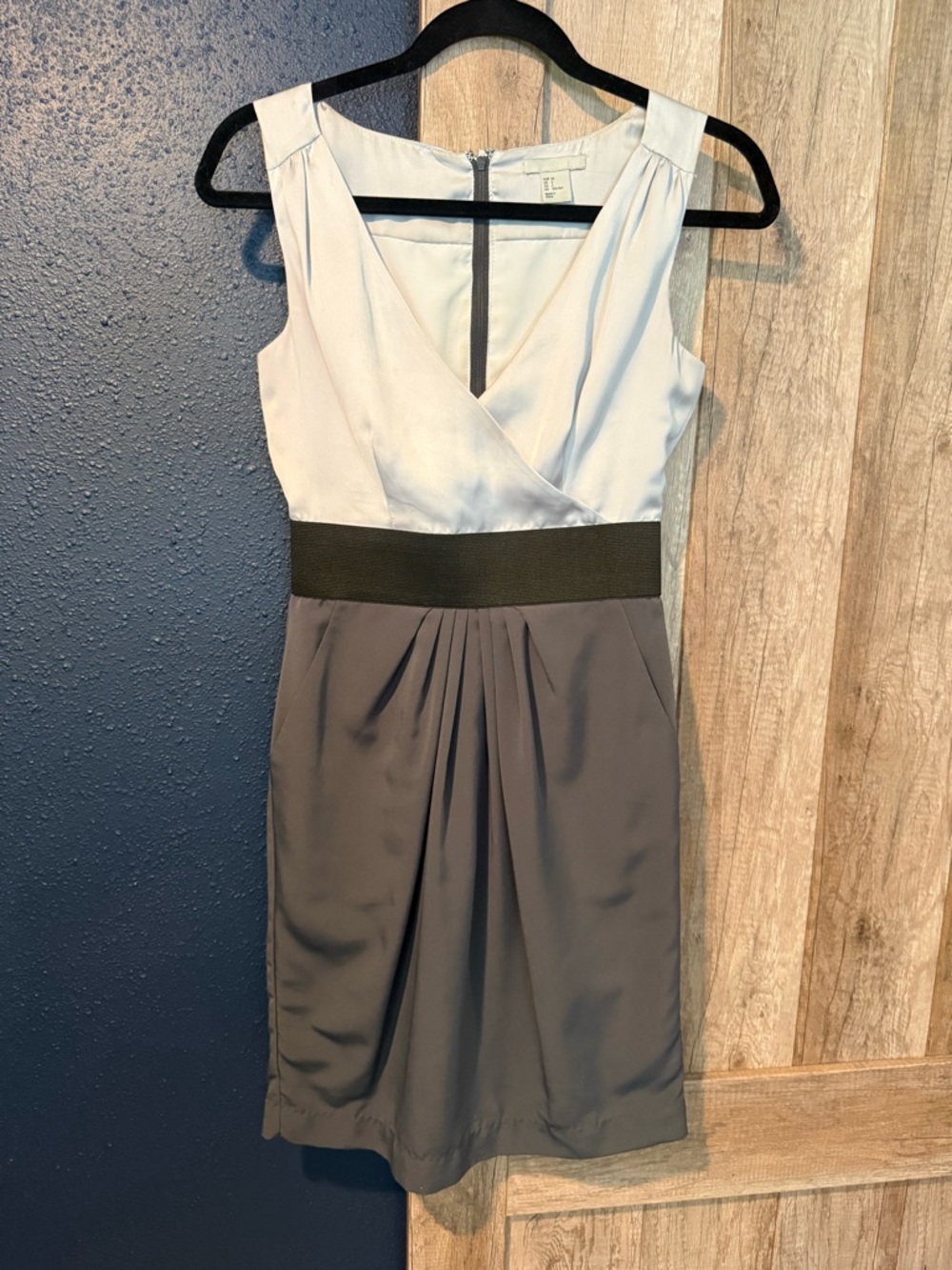 H&M Two-Tone Sleeveless Midi Dress in White, Black and Gray